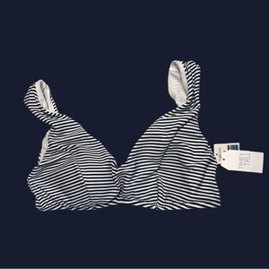 Size XL Navy Striped Bikini Top New with Tags